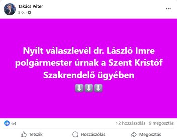 Újbudai szakrendelő-ügy: Takács Péter válaszolt