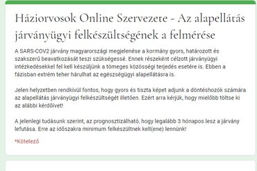 HaOSZ: felmérik az alapellátás járványügyi felkészültségét